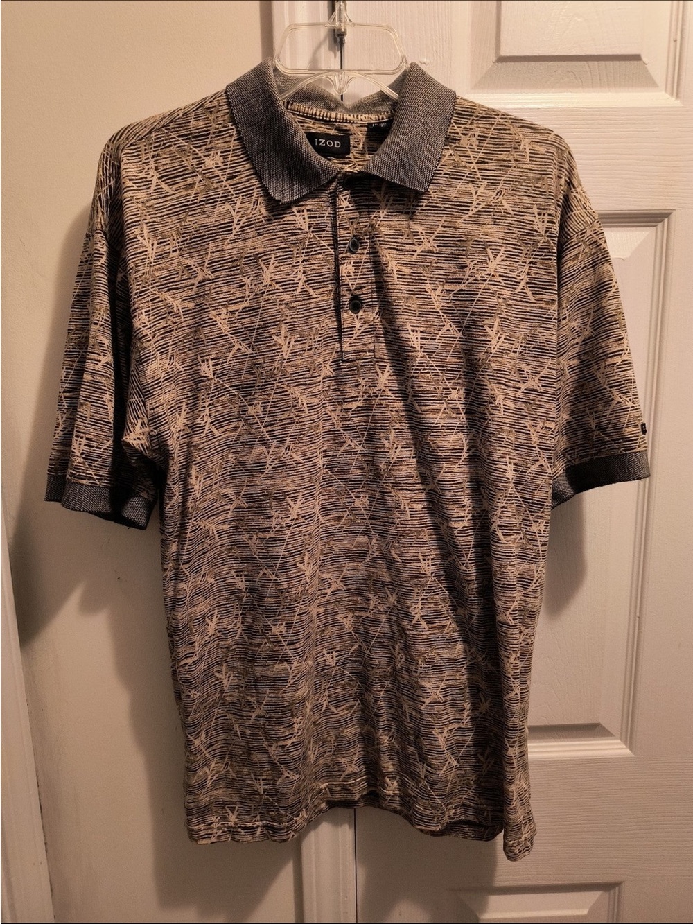 IZOD Golf Men’s Multi-color Gray, Black, Beige Striped rare Polo Shirt